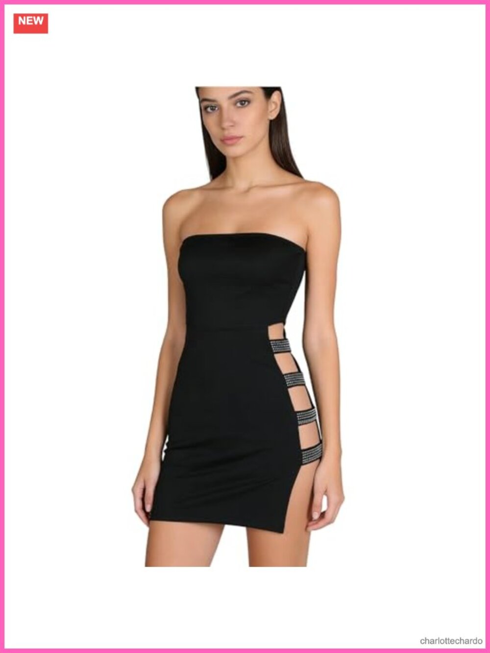 Sexy Bodycon Mini Tube Dress Strapless High Slit Party Club